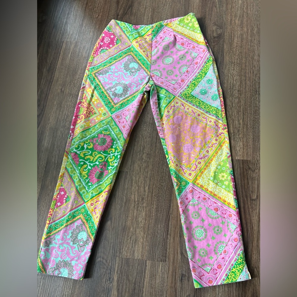Y2K MARY JANE MARCASIANO Patchwork Paisley Ankle Pants Preppy Resort Statement 6 - Picture 4 of 12